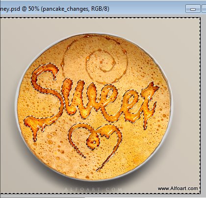 Honey leaking effect on the delicious pancake. Honey, sweet text effect, honey drops, realistic honey effect liquid honey, thin russian pancake.